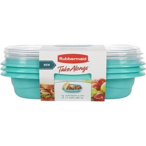 Rubbermaid 3 Pack Take Alongs  Divided Meal Prep w/Lids Teal ✅️